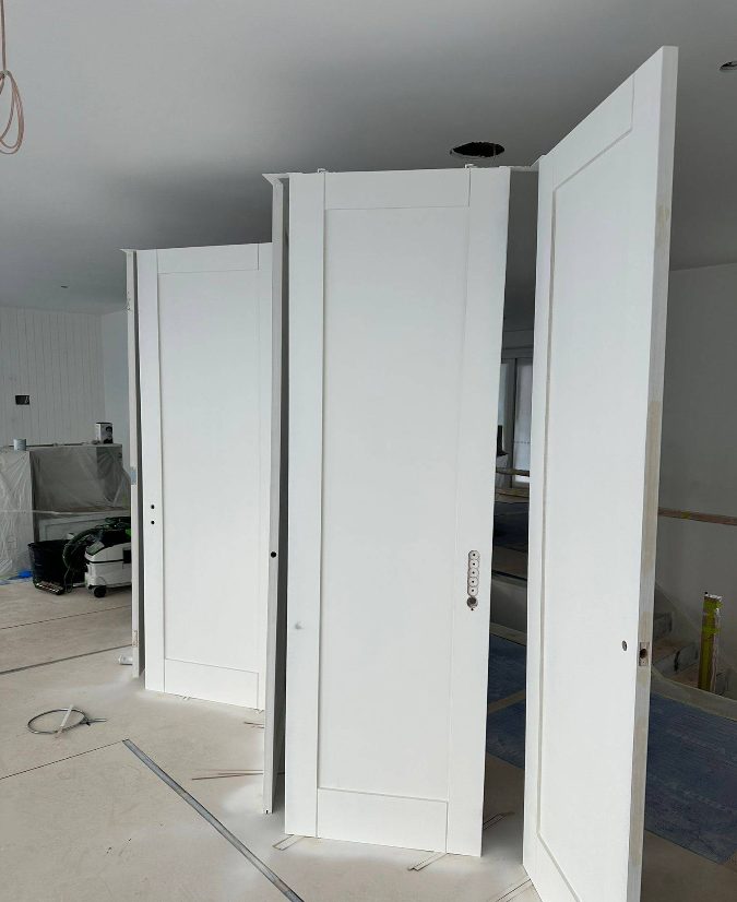 Internal shaker doors hand-finished in satin white